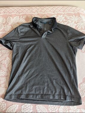 Perry Ellis Men's Charcoal Gray Polo with Contrast Trim